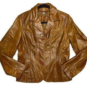 Wilsons Maxima Jacket Womens M Cognac Leather Western Paisley Lined